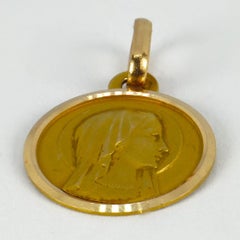 French Virgin Mary 18k Yellow Gold Charm Pendant