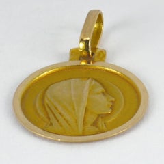 French Virgin Mary 18k Yellow Gold Charm Pendant