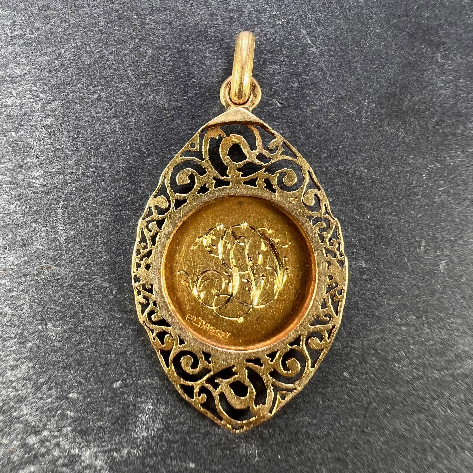 Pendentif breloque française Vierge Marie en or jaune 18 carats Bon état - En vente à London, GB