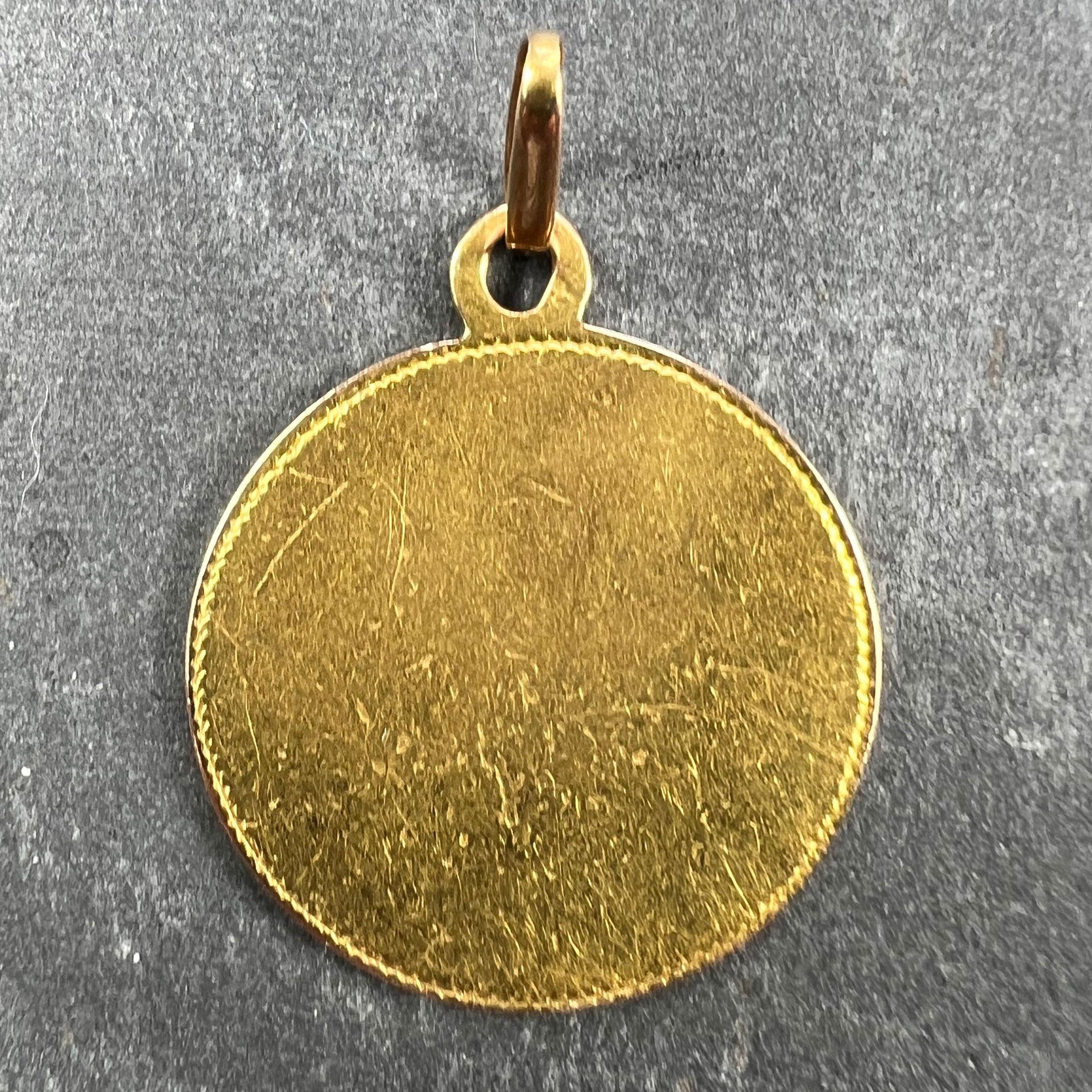 French Virgin Mary 18K Yellow Gold Charm Pendant In Good Condition In London, GB