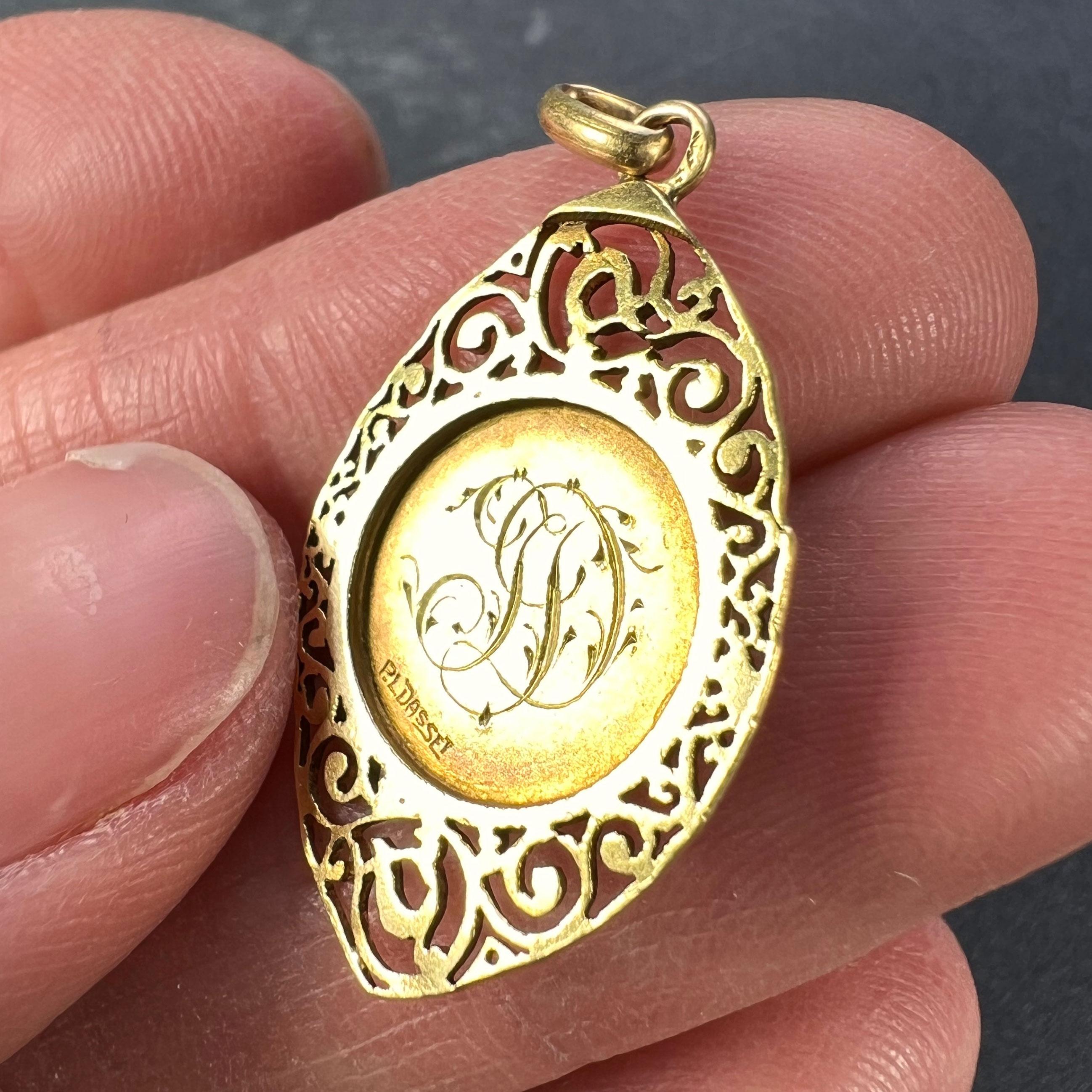 Ciondolo Charm Vergine Maria Francese in oro giallo 18K in vendita 5