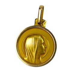 French Virgin Mary 18k Yellow Gold Charm Pendant