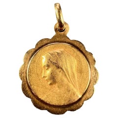 French Virgin Mary 18K Yellow Gold Charm Pendant