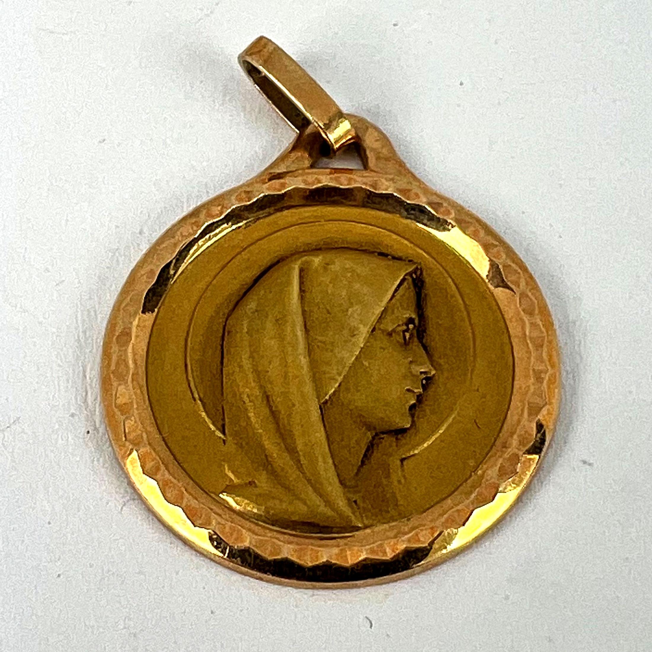 French Virgin Mary 18K Yellow Gold Medal Pendant 8
