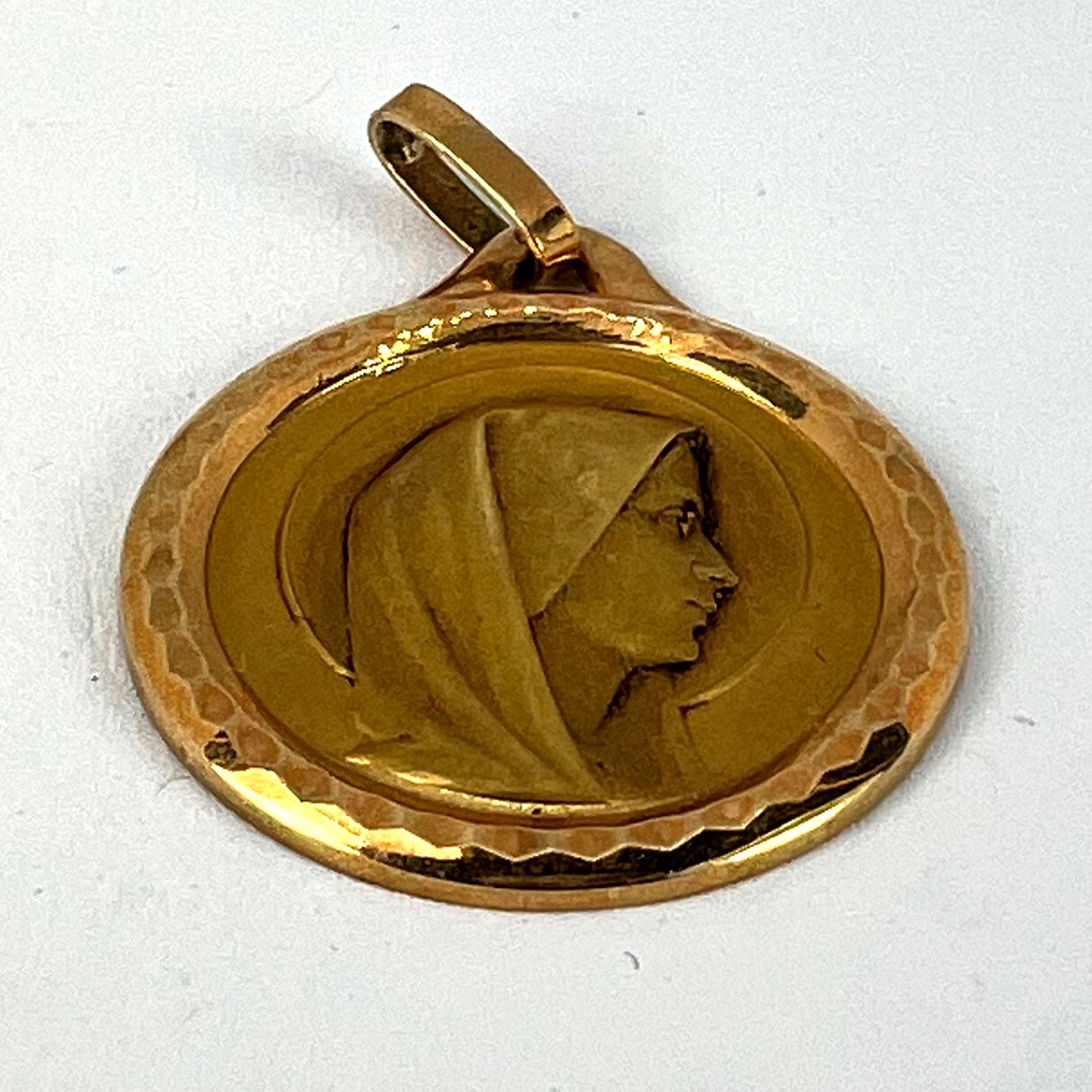 French Virgin Mary 18K Yellow Gold Medal Pendant 9