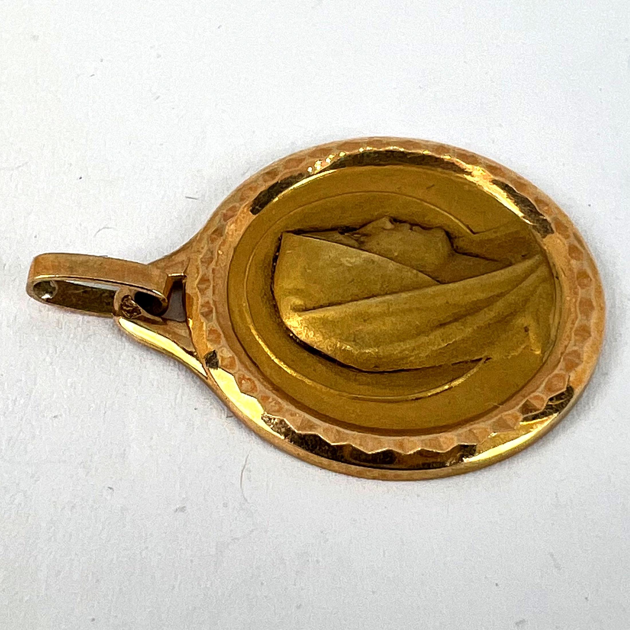 French Virgin Mary 18K Yellow Gold Medal Pendant 10