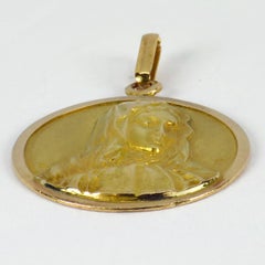 French Virgin Mary 18k Yellow Gold Medal Pendant
