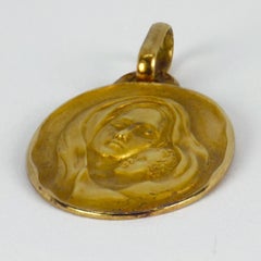 French Virgin Mary 18k Yellow Gold Medal Pendant