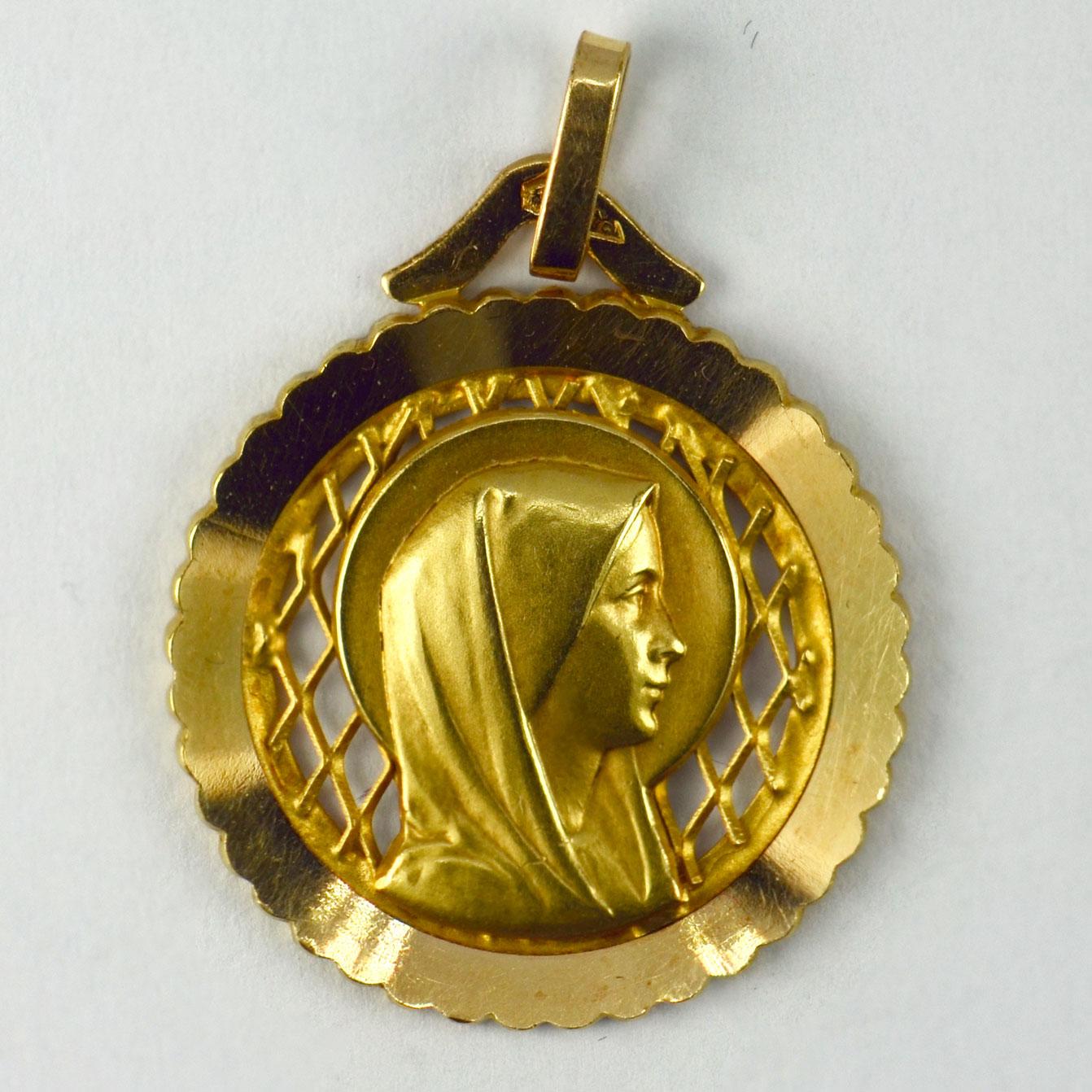 Women's French Virgin Mary 18K Yellow Gold Medal Pendant
