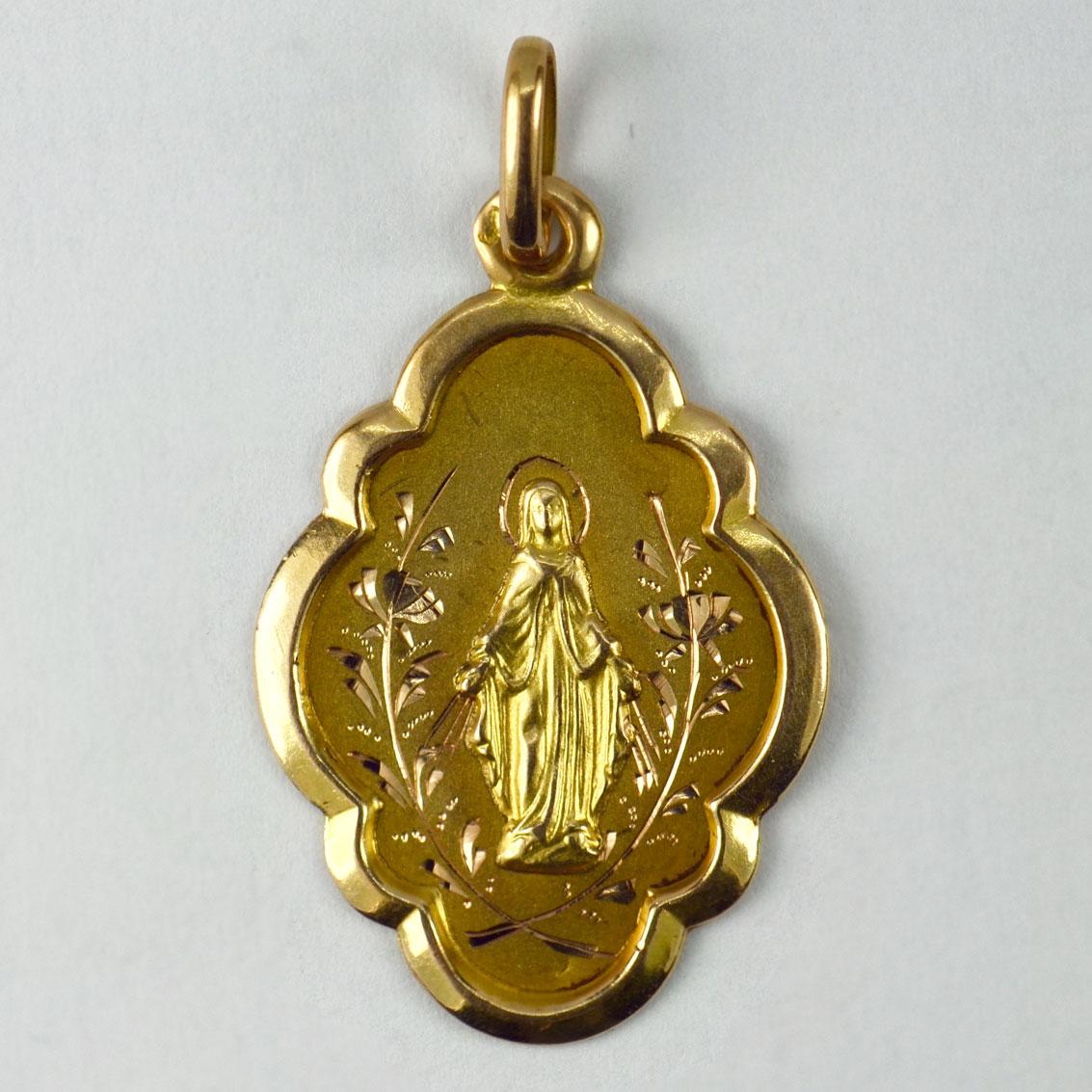 18k gold mary pendant