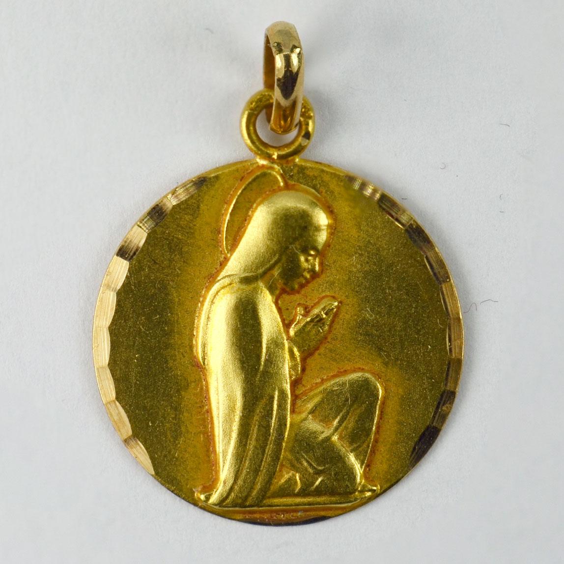 Women's or Men's French Virgin Mary 18K Yellow Gold Medal Pendant