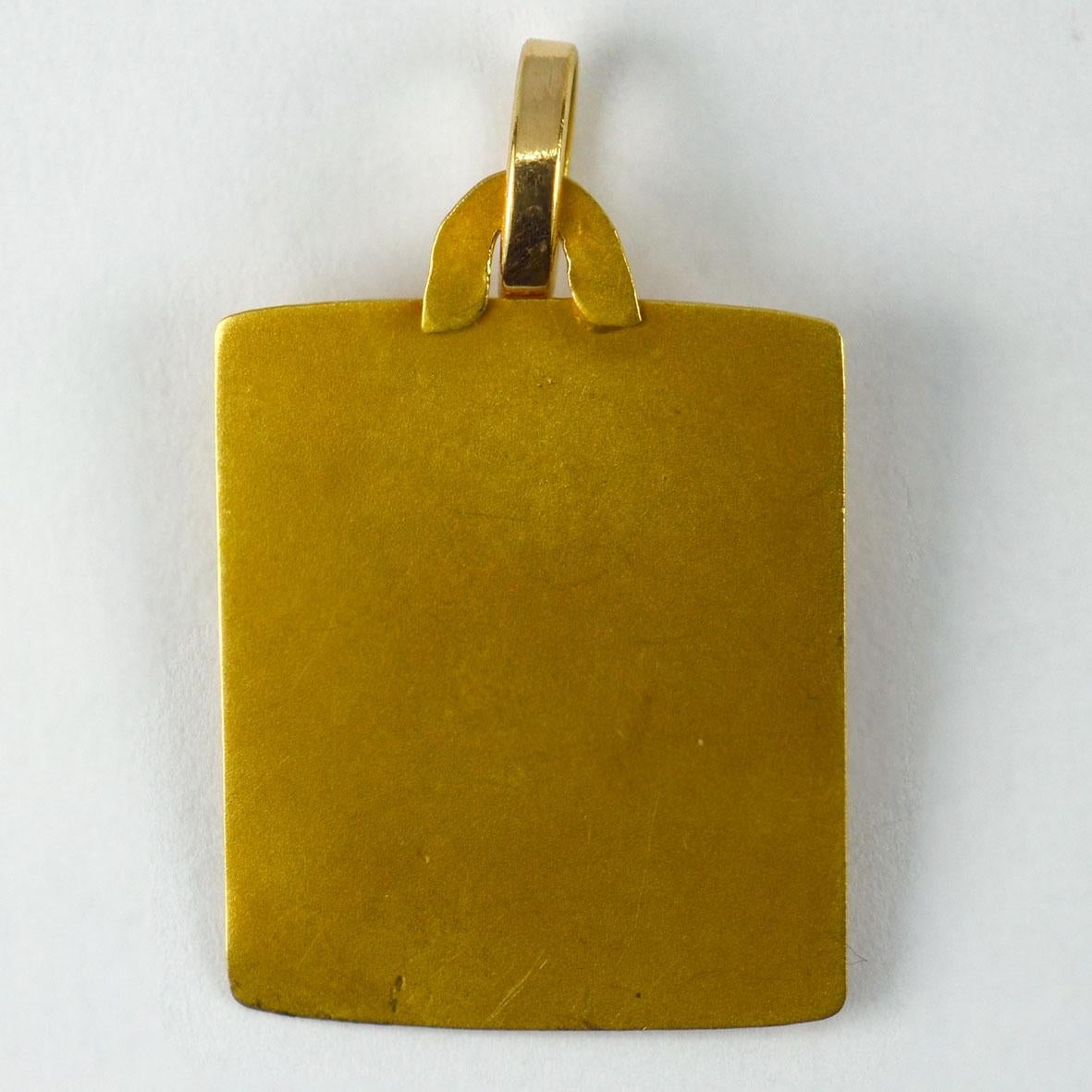 Pendentif médaille de la Vierge Marie française en or jaune 18 carats en vente 1
