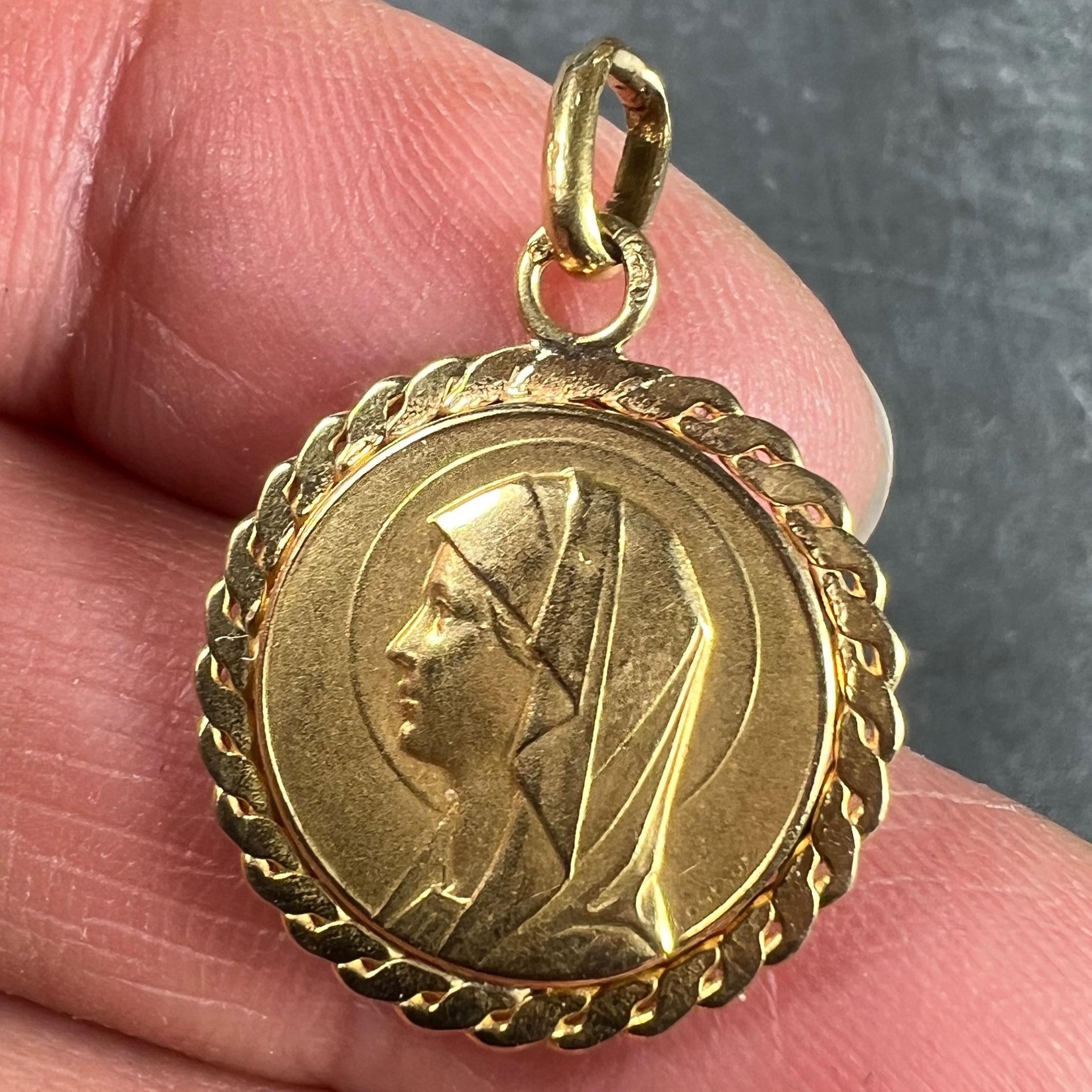 French Virgin Mary 18K Yellow Gold Medal Pendant 1