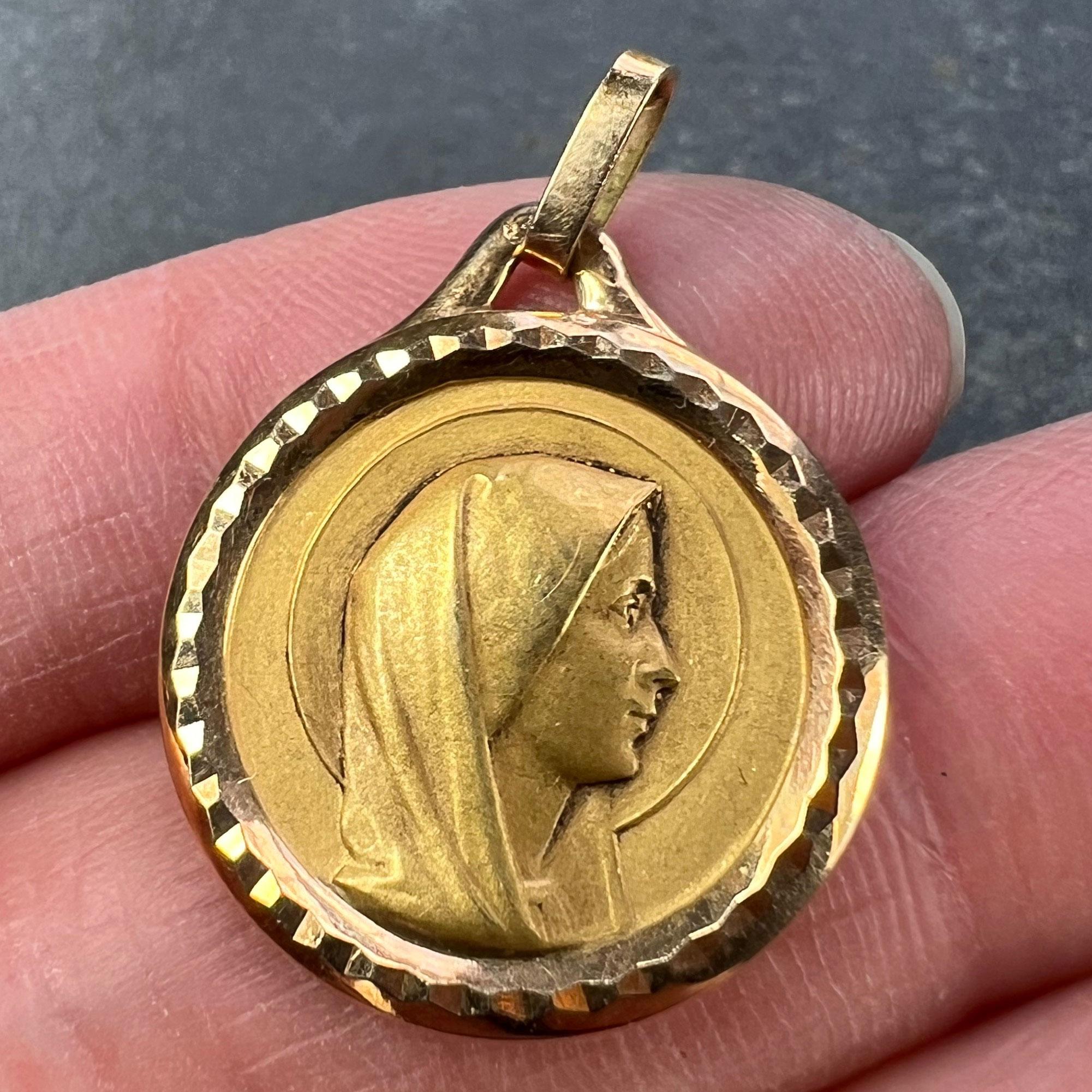French Virgin Mary 18K Yellow Gold Medal Pendant 1
