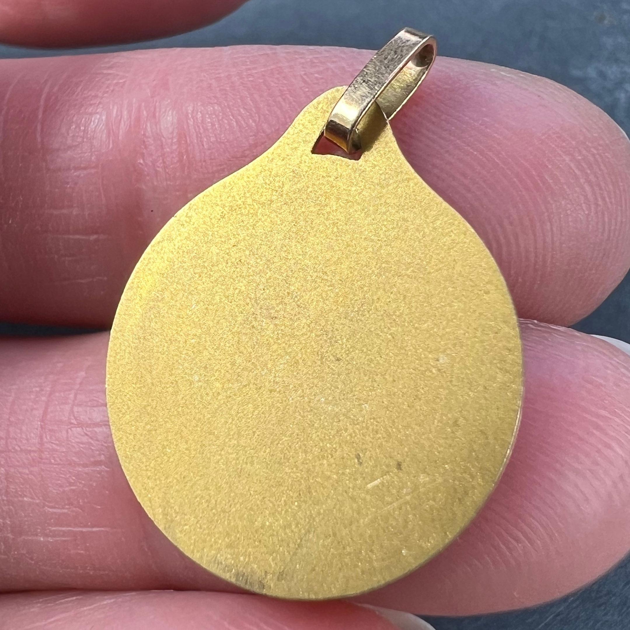 French Virgin Mary 18K Yellow Gold Medal Pendant 4