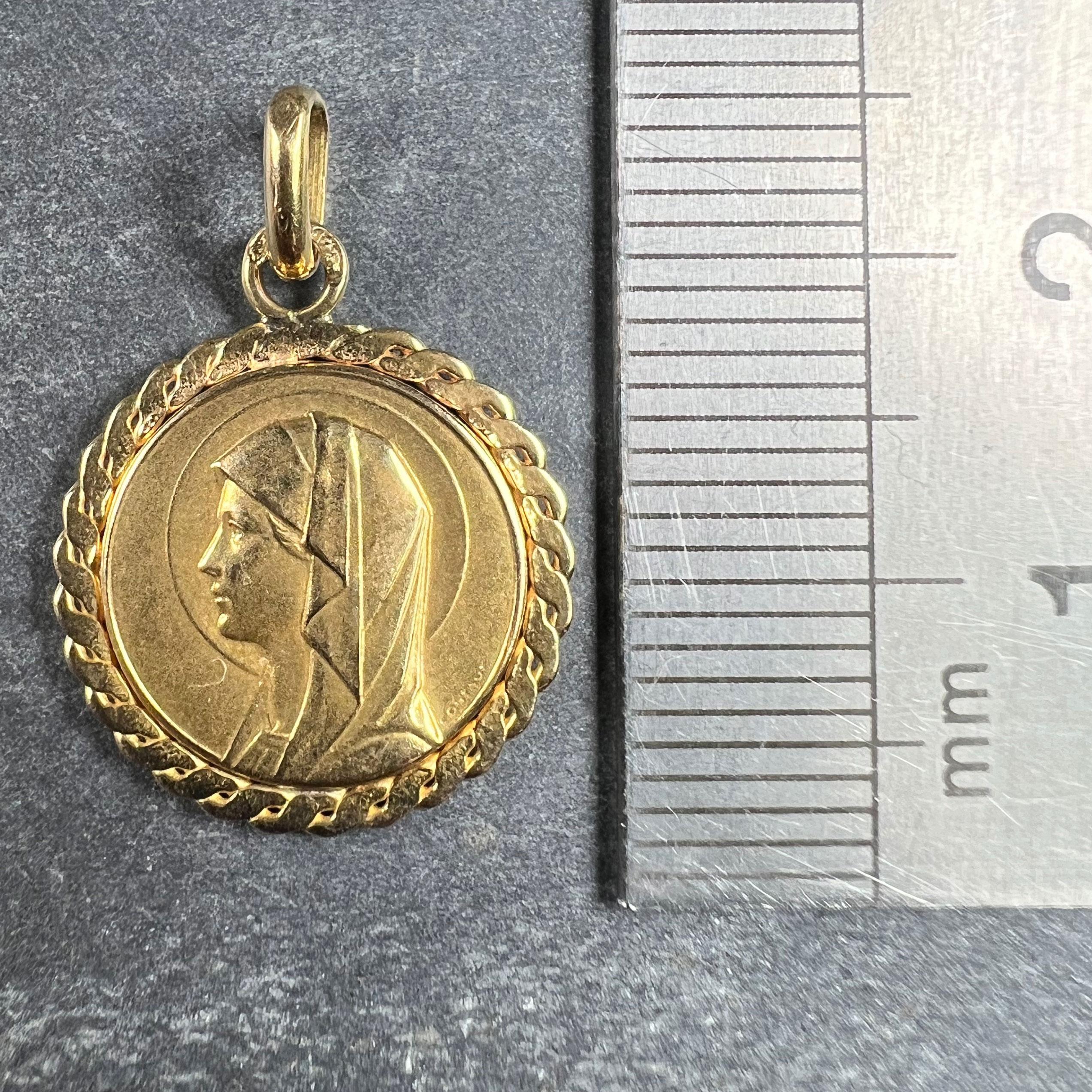 French Virgin Mary 18K Yellow Gold Medal Pendant 5