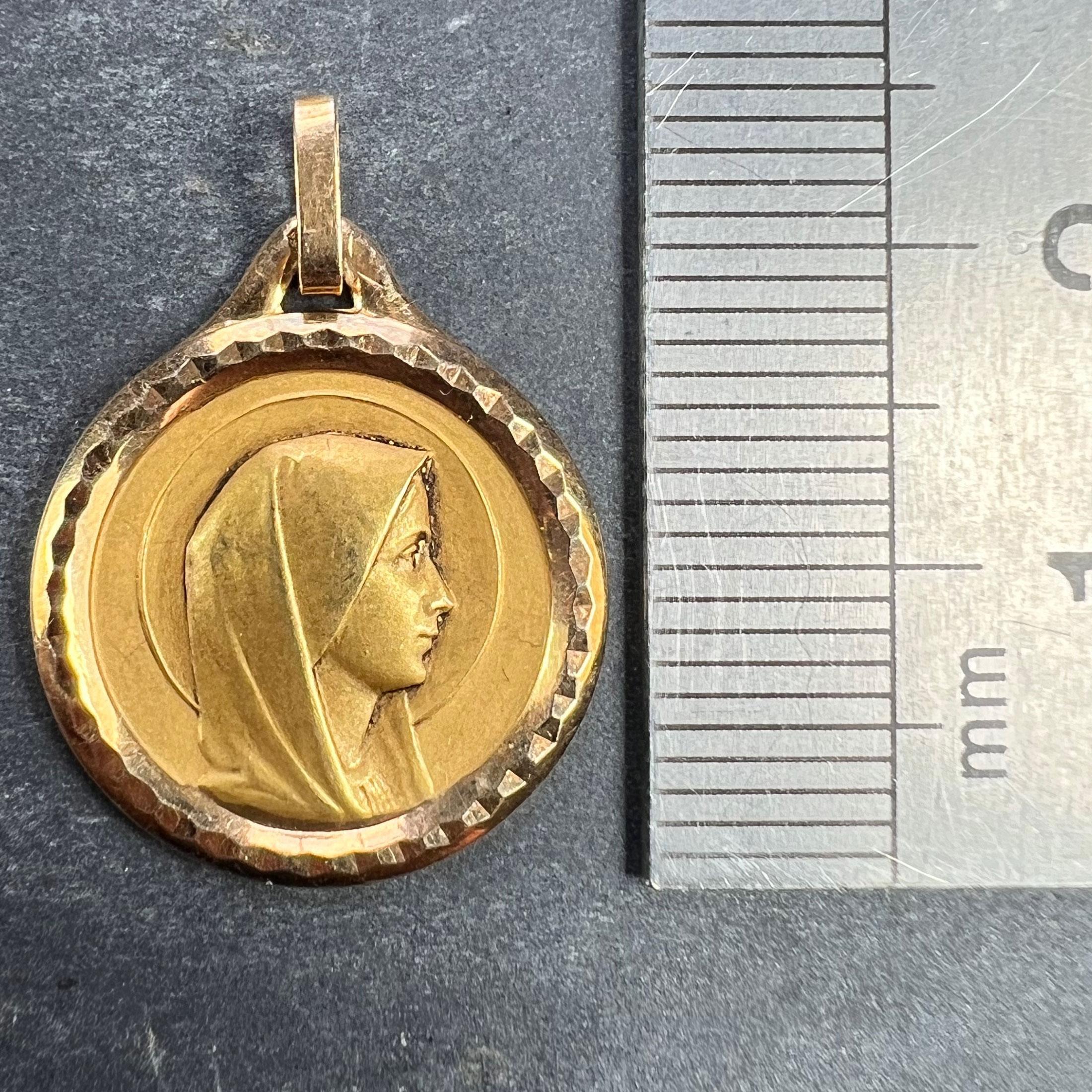 French Virgin Mary 18K Yellow Gold Medal Pendant 5