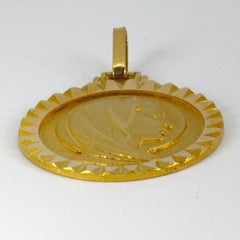 French Virgin Mary 18K Yellow Gold Medal Pendant