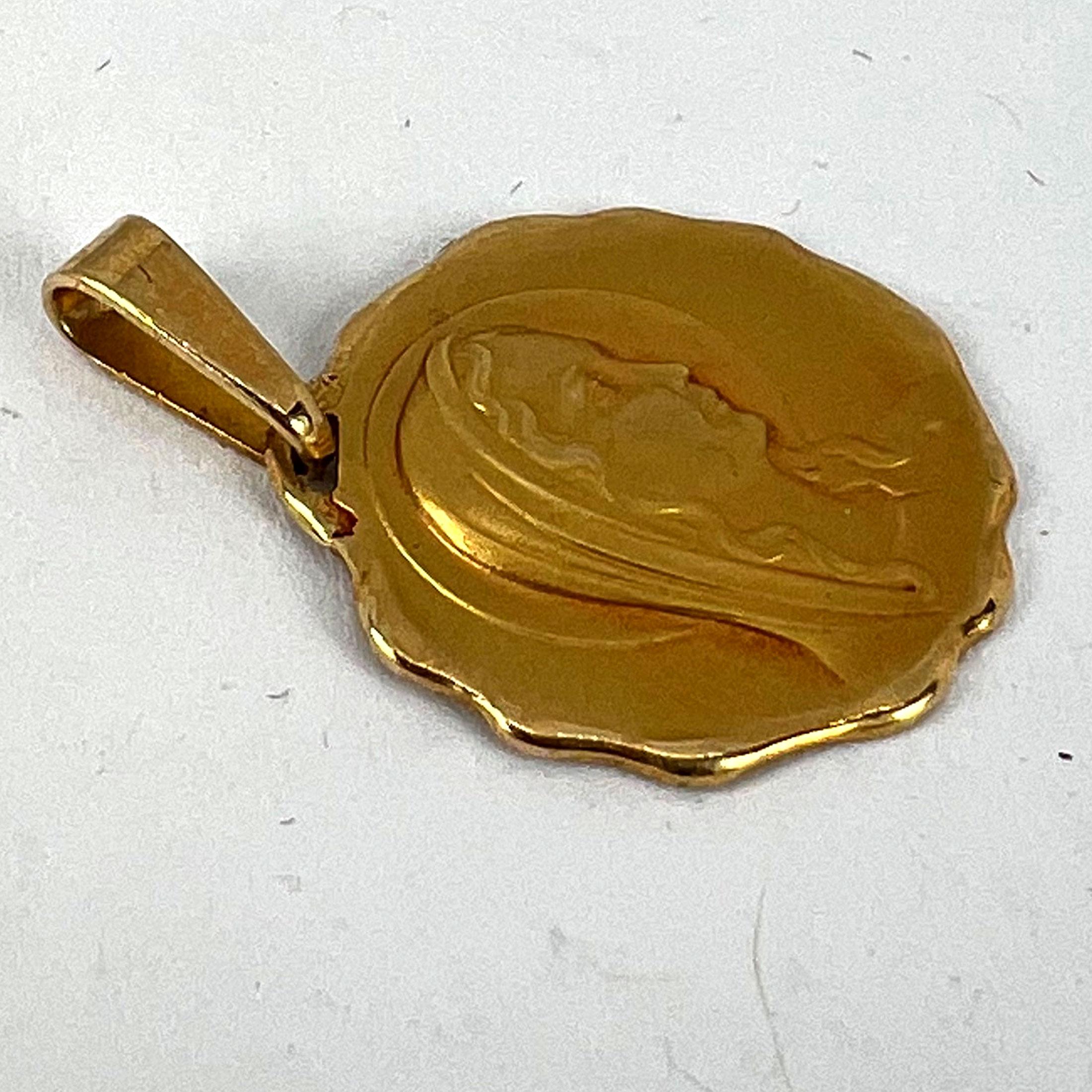Colgante Medalla Religiosa Virgen María Francesa Oro Amarillo 18K en venta 10