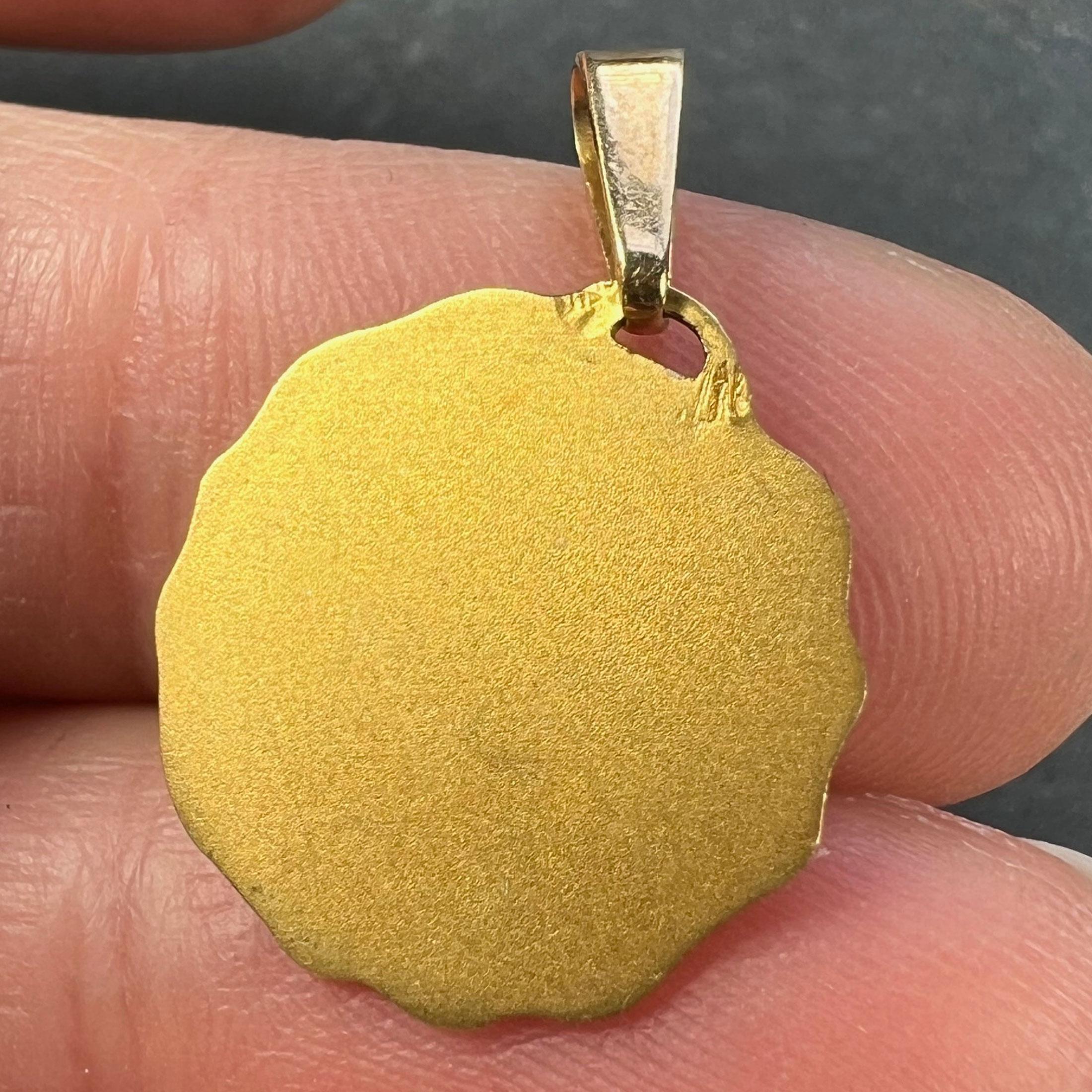 Colgante Medalla Religiosa Virgen María Francesa Oro Amarillo 18K en venta 4