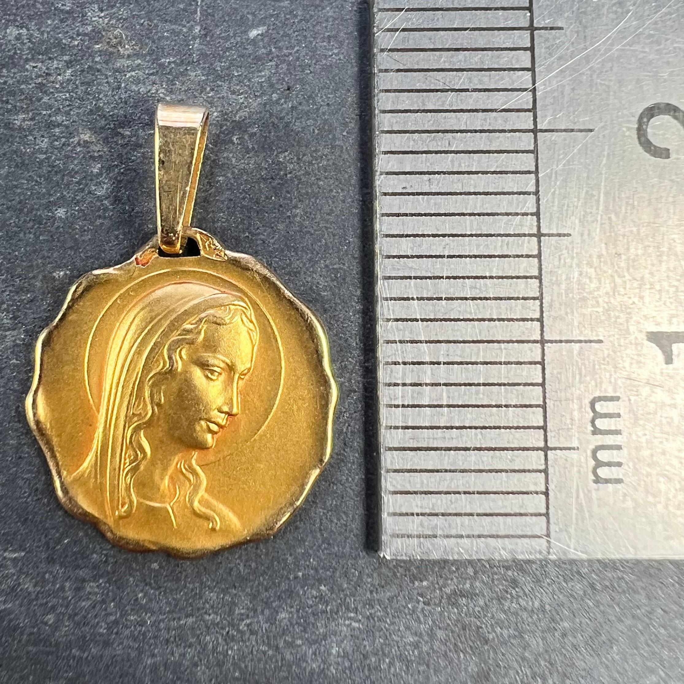 Colgante Medalla Religiosa Virgen María Francesa Oro Amarillo 18K en venta 5
