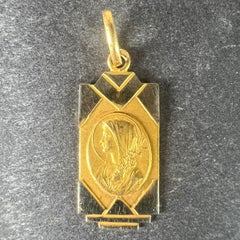 French Virgin Mary 18K Yellow White Gold Religious Charm Pendant