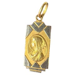 French Virgin Mary 18K Yellow White Gold Religious Charm Pendant