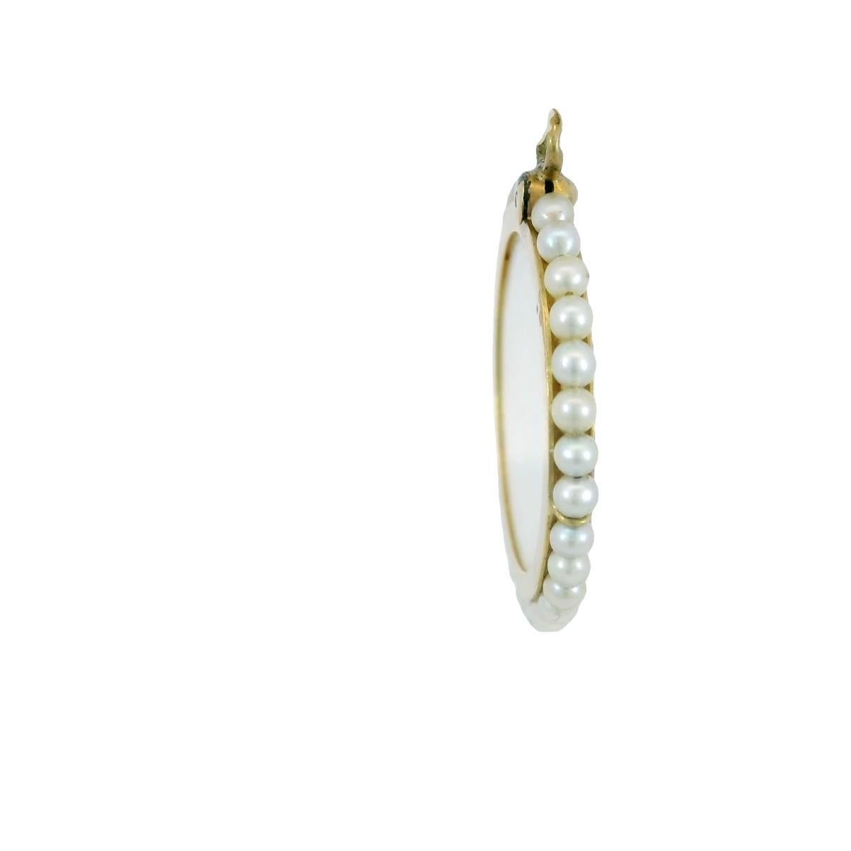 Women's French Virgin Mary Charm Carved Mother of Pearl 18K Yellow Gold Pearl Frame