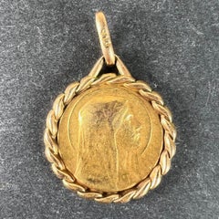 French Virgin Mary Rolled 18K Yellow Gold FIX Charm Pendant
