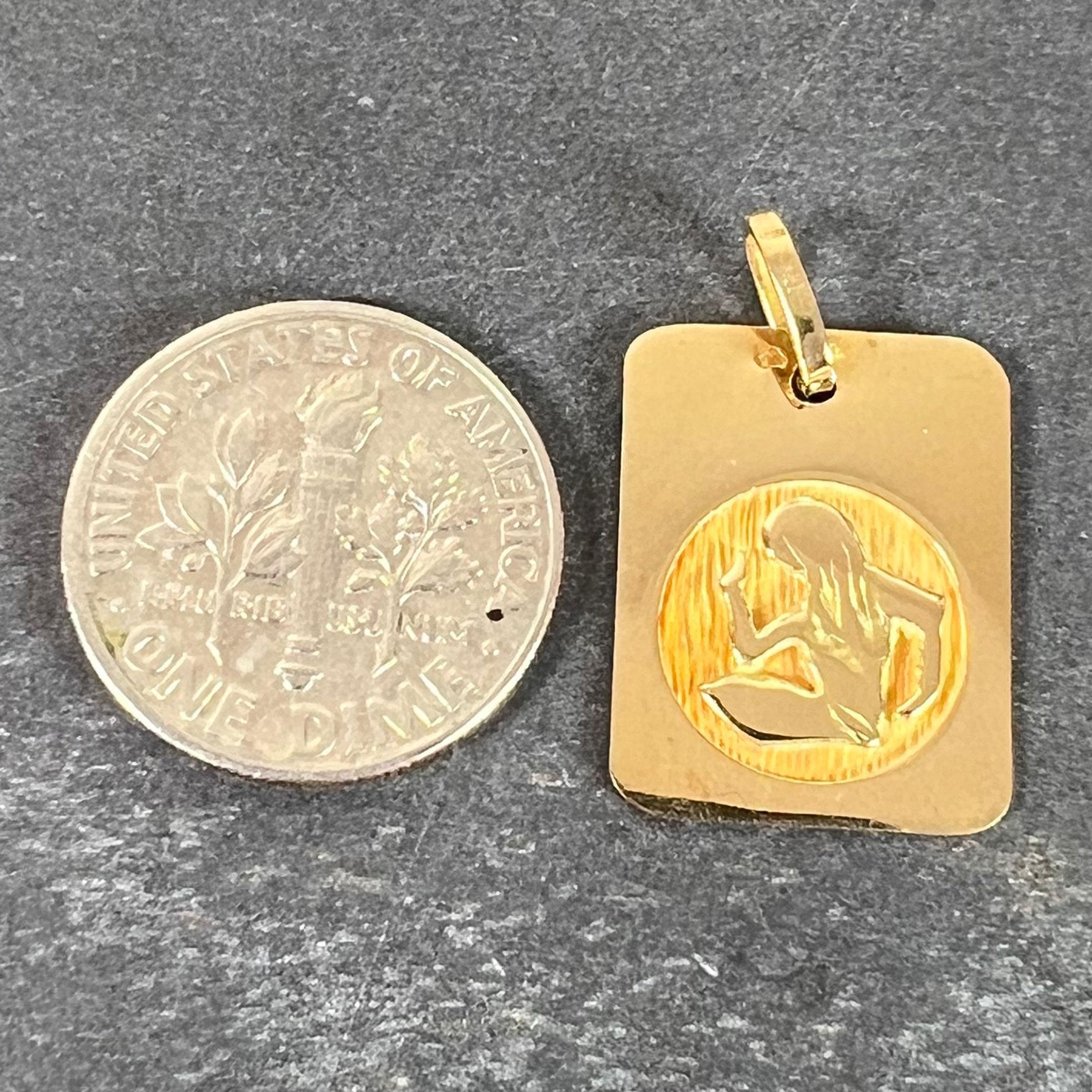 French Virgo Starsign Zodiac 18K Yellow Gold Charm Medal Pendant For Sale 7