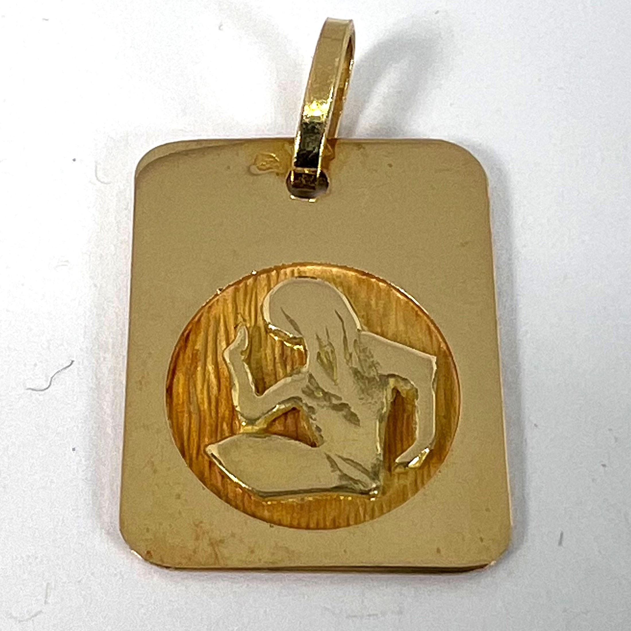 French Virgo Starsign Zodiac 18K Yellow Gold Charm Medal Pendant For Sale 9