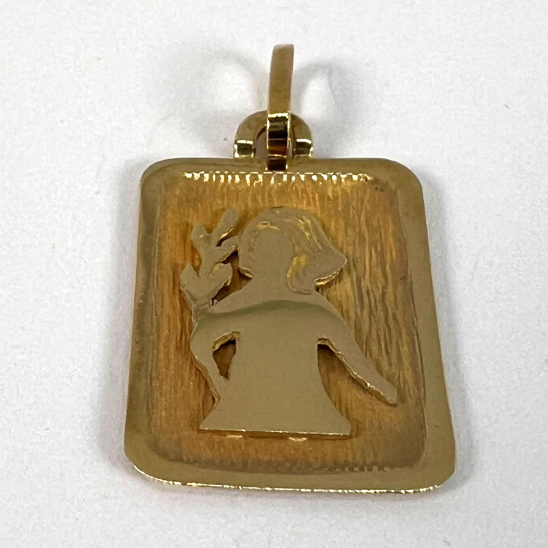French Virgo Starsign Zodiac 18K Yellow Gold Charm Medal Pendant For Sale 9
