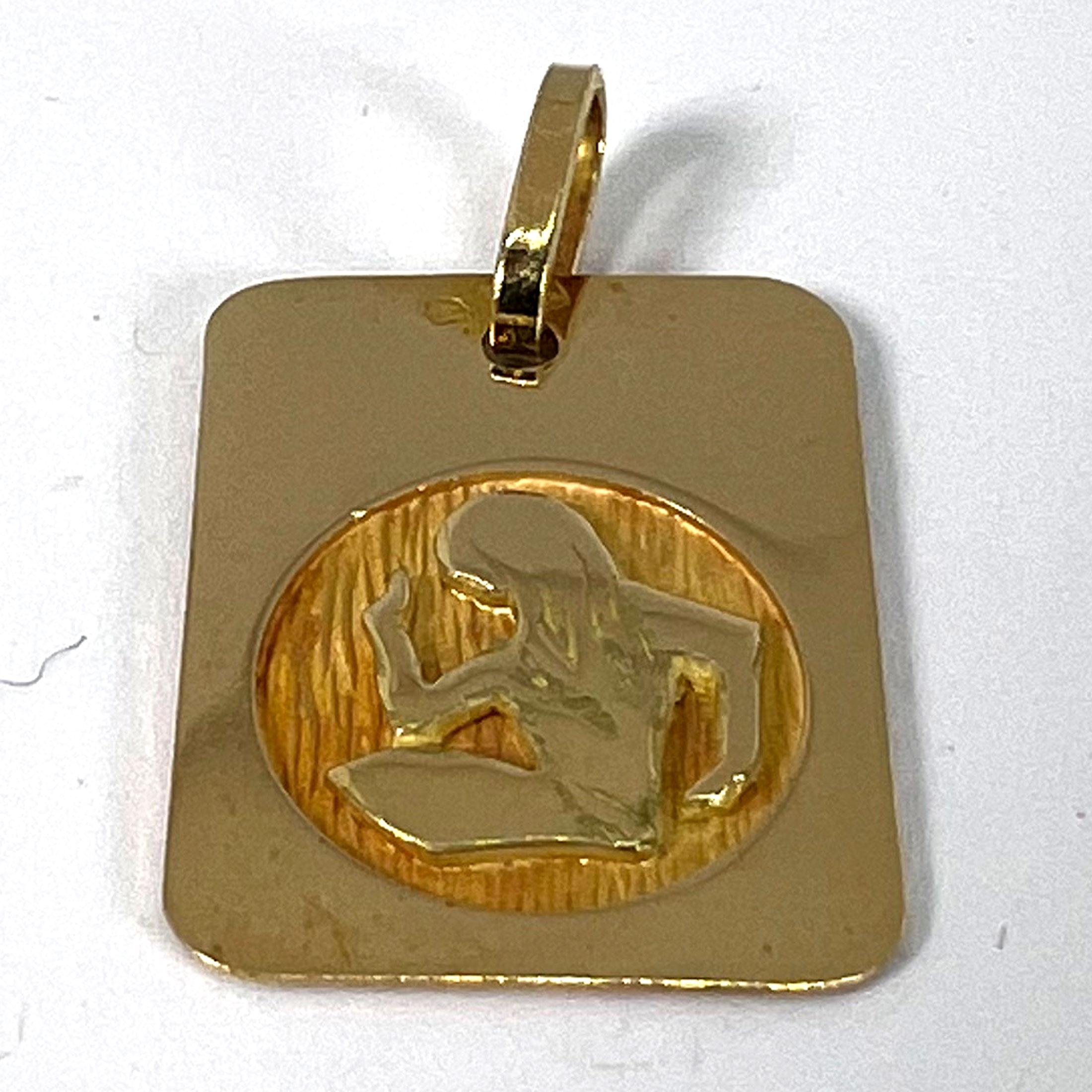French Virgo Starsign Zodiac 18K Yellow Gold Charm Medal Pendant For Sale 10