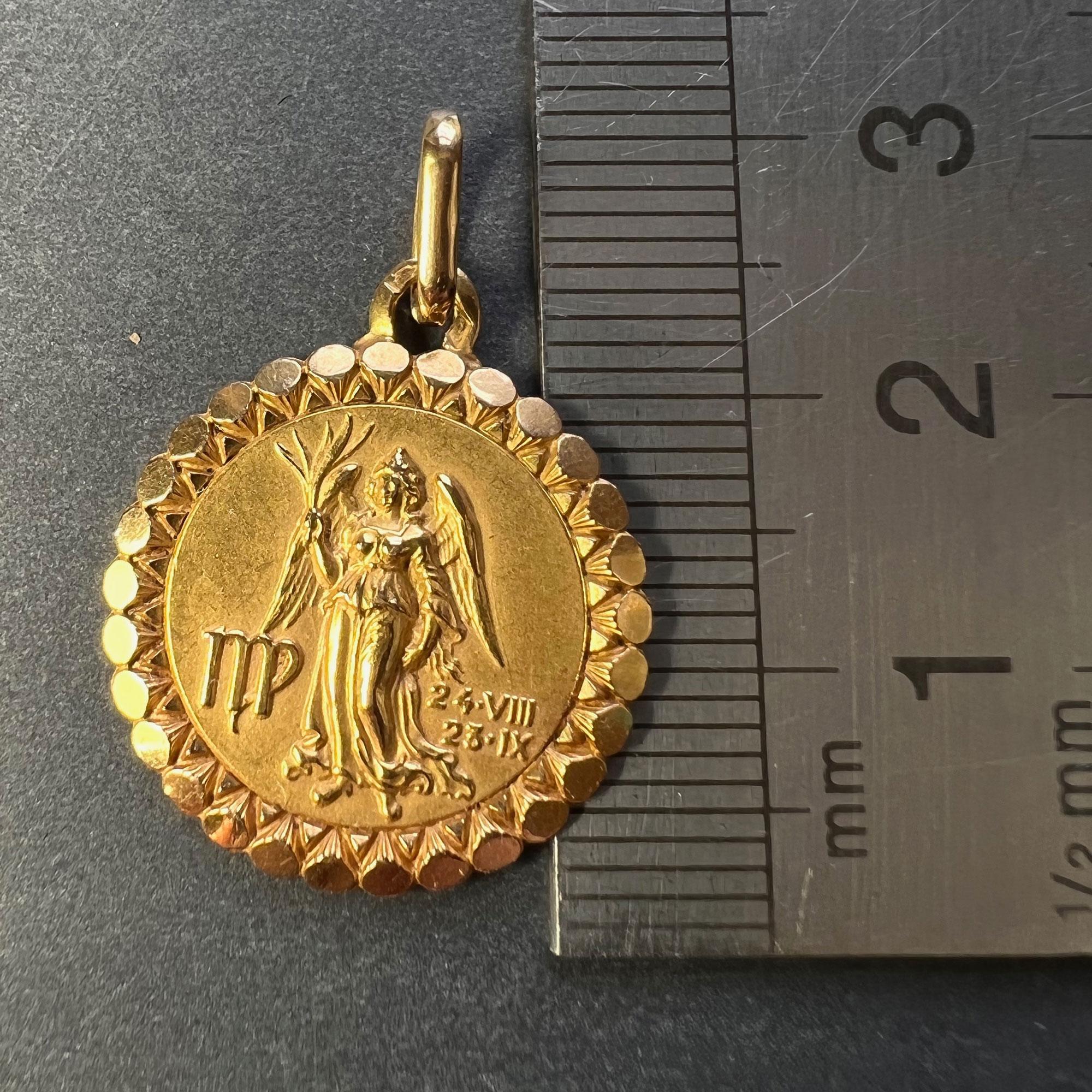 Women's French Virgo Zodiac 18K Yellow Gold Charm Pendant