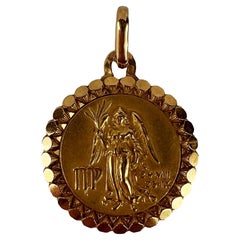 Vintage French Virgo Zodiac 18K Yellow Gold Charm Pendant