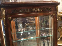 French Vitrine/China Cabinet, 19th Century with Bronze Dore Mounts, Mirror Back