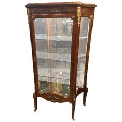 French Vitrine/China Cabinet, 19th Century with Bronze Dore Mounts, Mirror Back