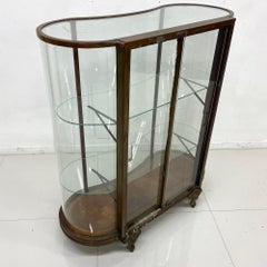 French Vitrine Curved Glass Cabinet Patinated Bronze Display Case 1920s Arte