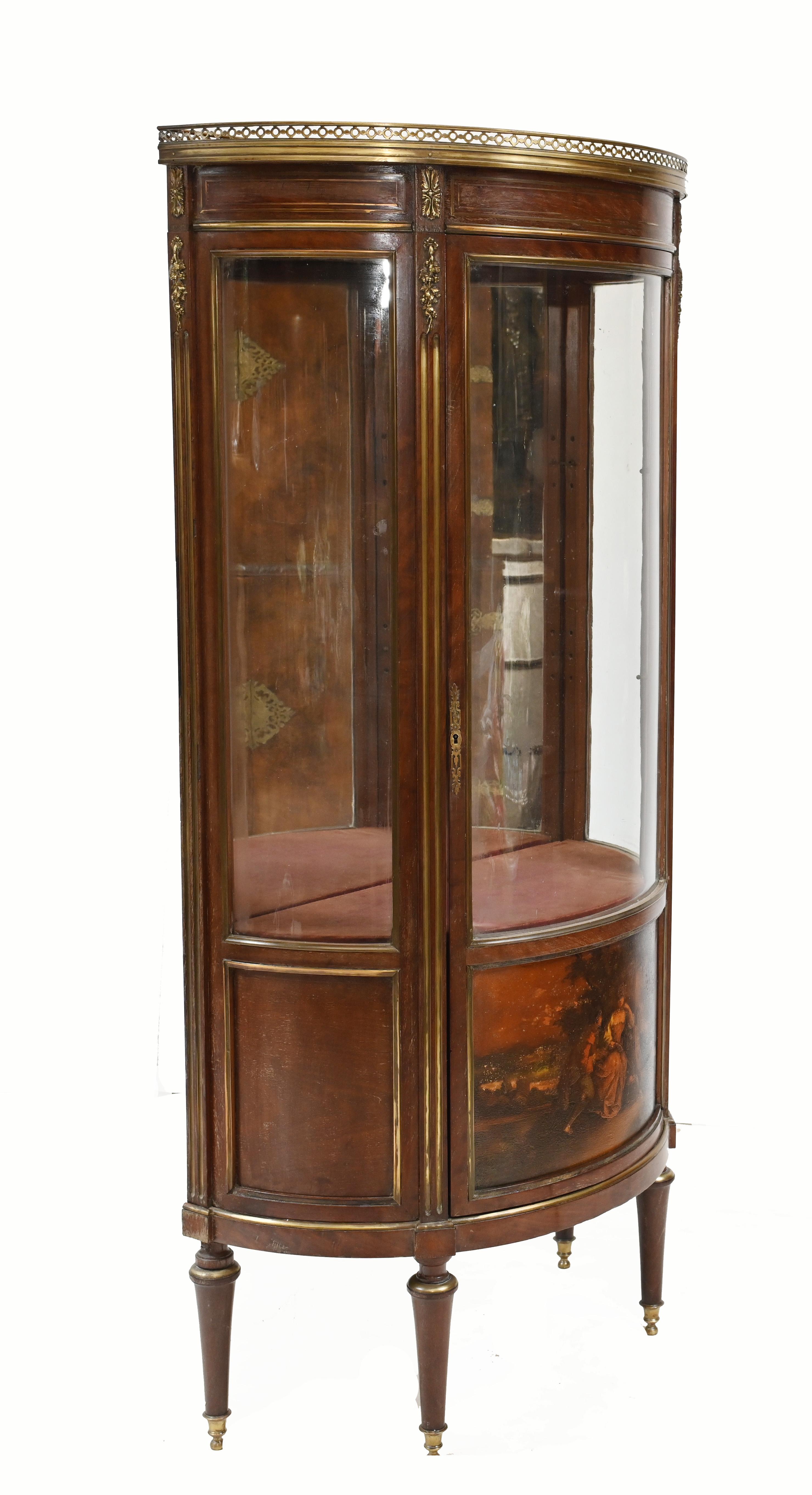 French Vitrine Display Cabinet Painted Vernis Martin, 1870 For Sale 1