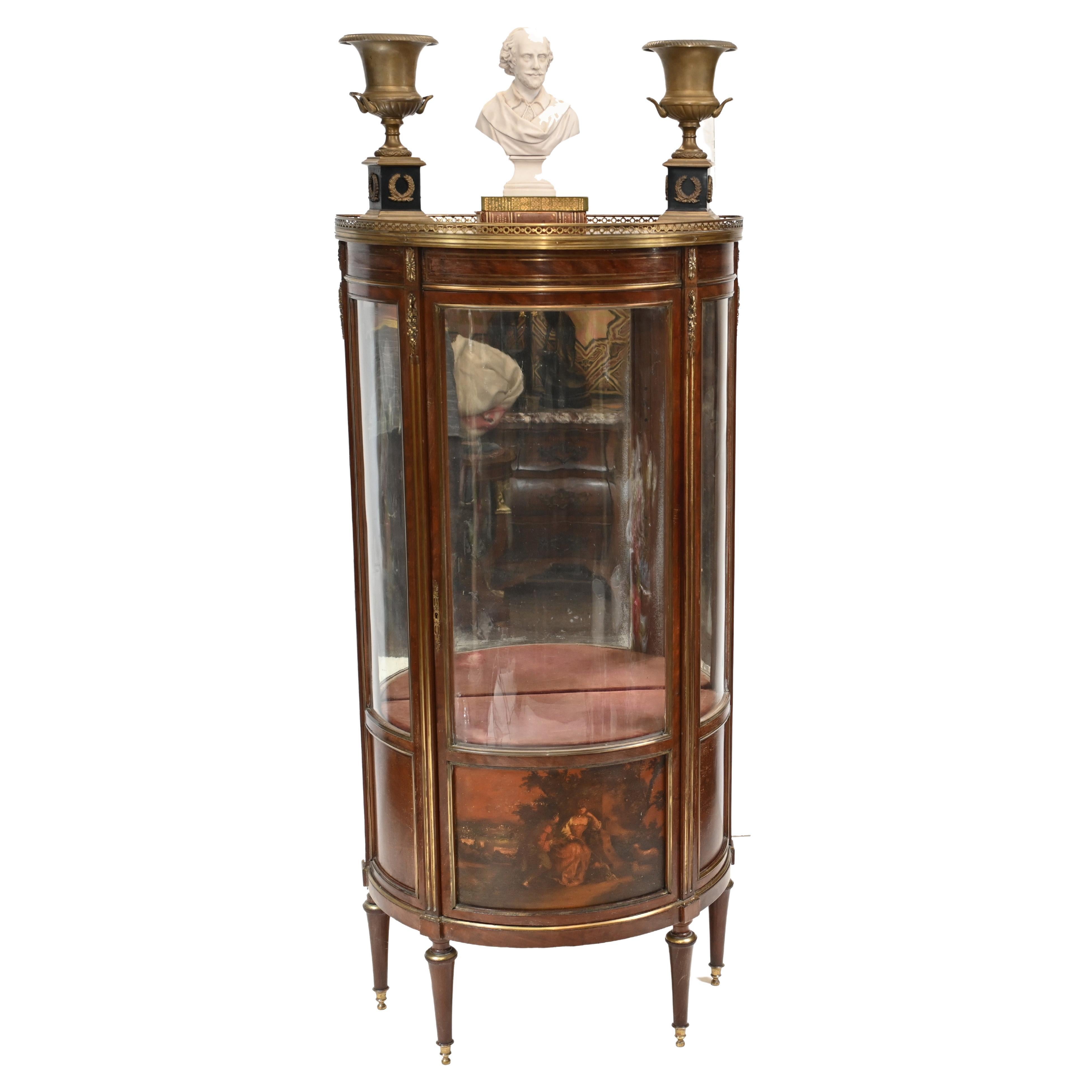 French Vitrine Display Cabinet Painted Vernis Martin, 1870 For Sale