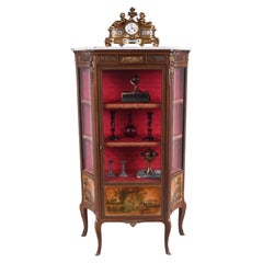 French Vitrine Display Cabinet Vernis Martin Painted 1900