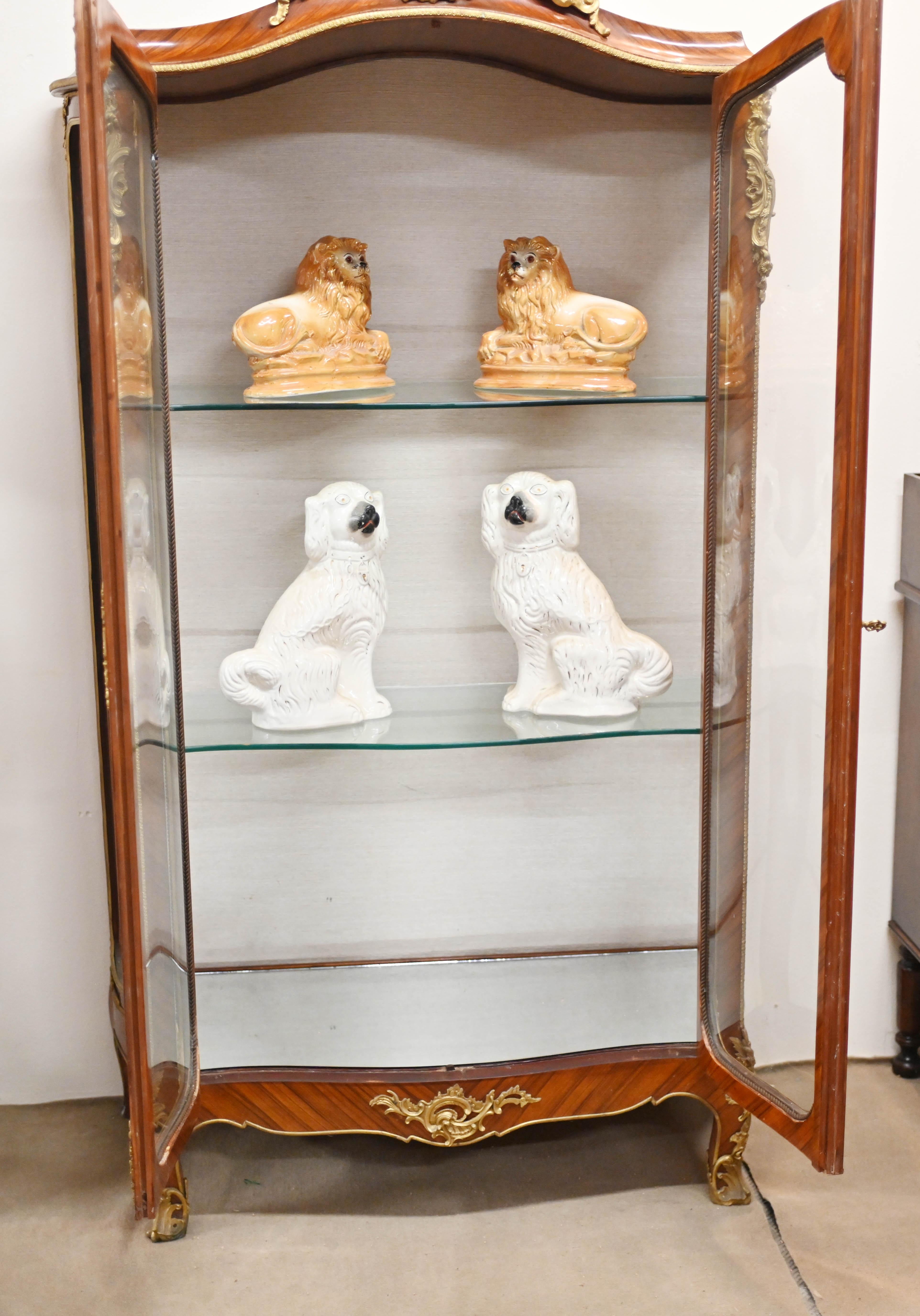 Glass French Vitrine Display Double Cabinet For Sale