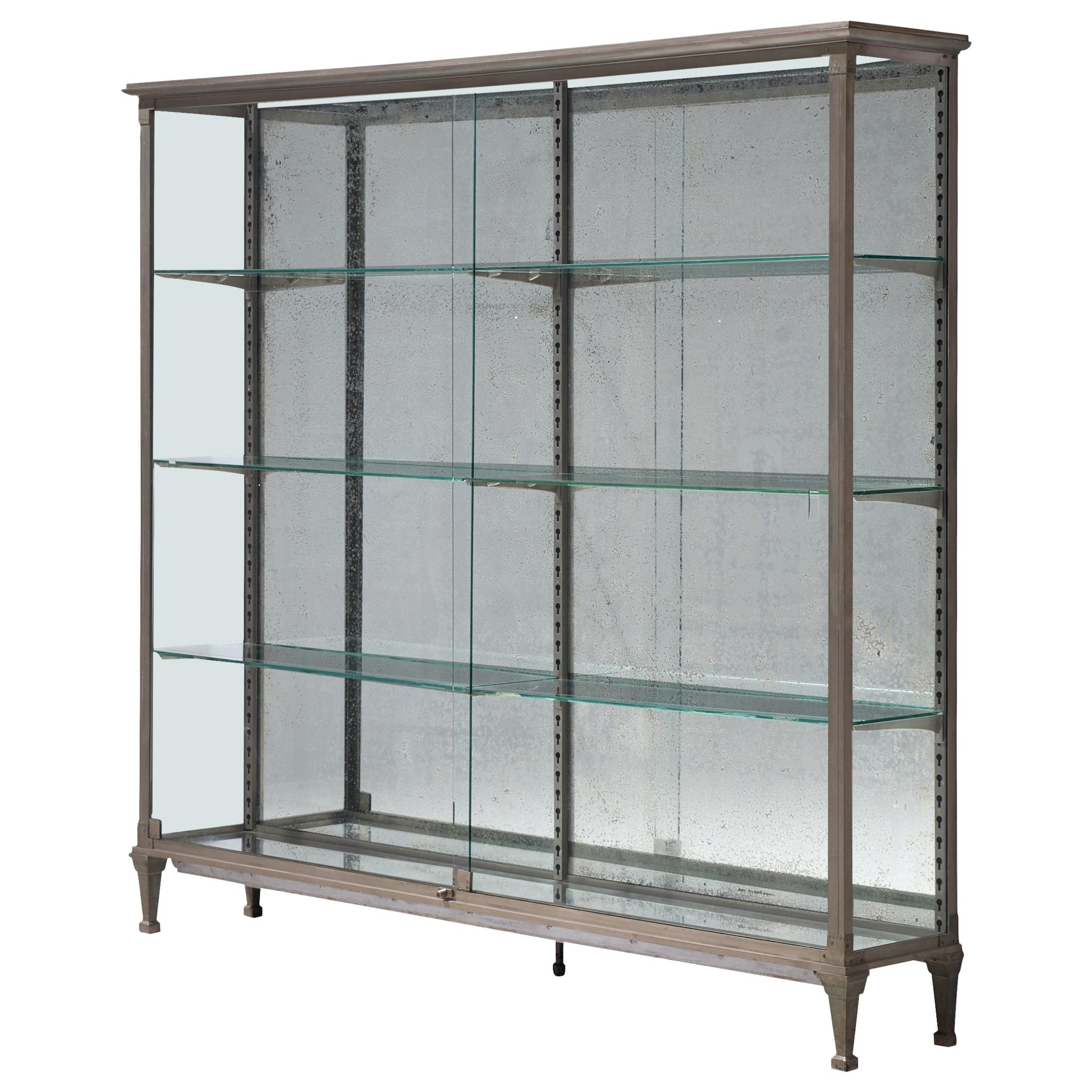 French Vitrine in Metal and Mirrored Glass