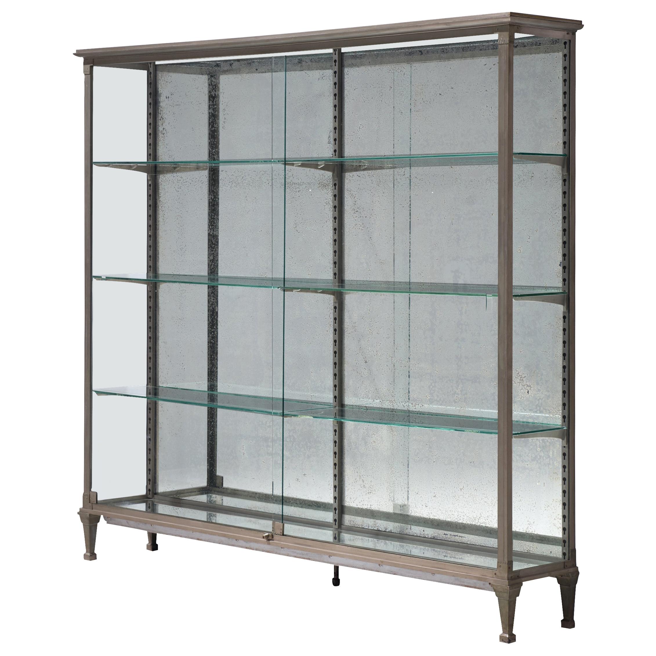 French Vitrine in Metal and Mirrored Glass