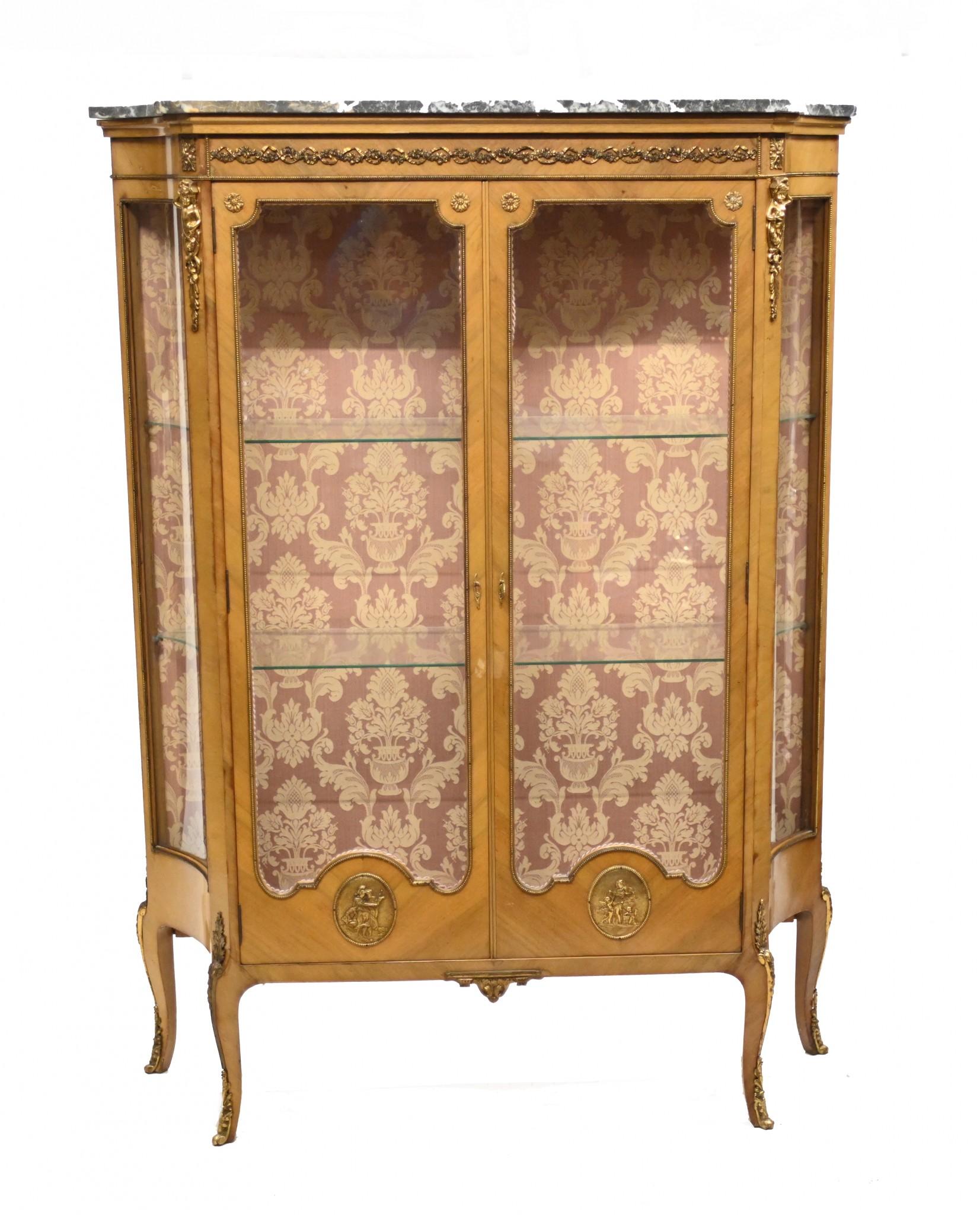 French Vitrine Napoleon III Display Cabinet Satinwood 1880 1