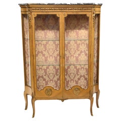 French Vitrine Napoleon III Display Cabinet Satinwood 1880