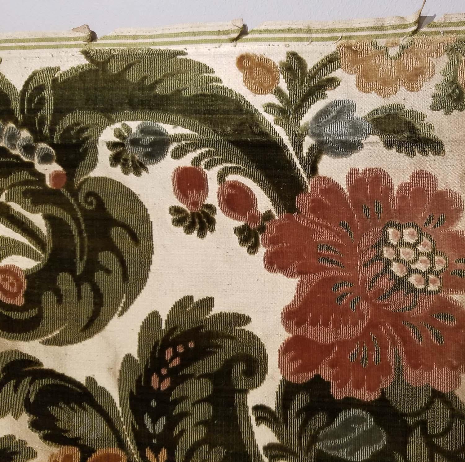 Baroque French void cut velvet silk textile