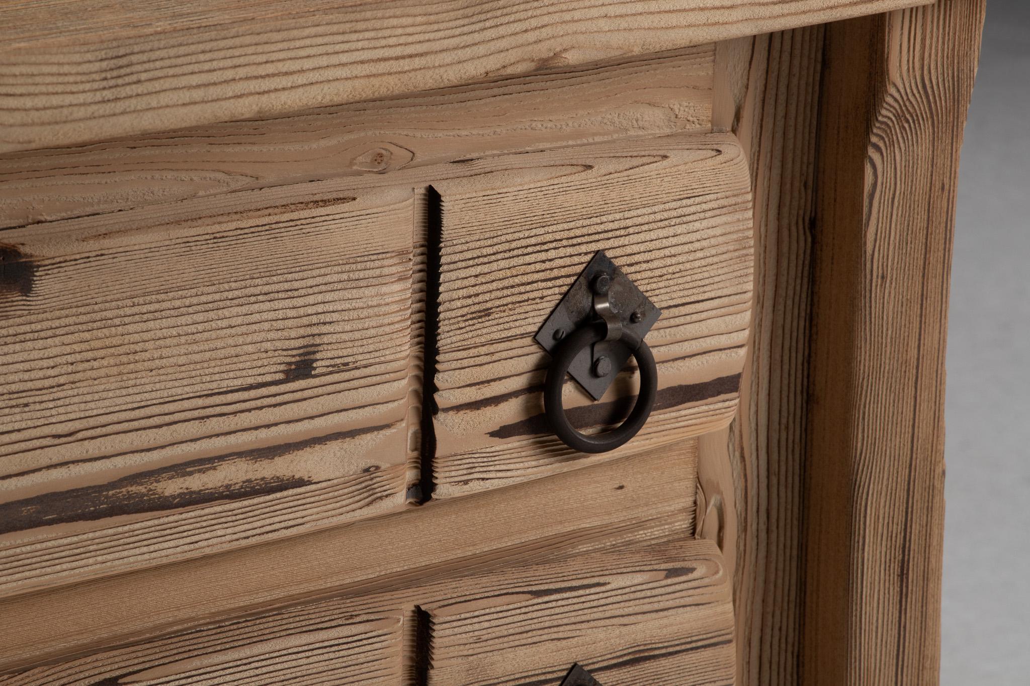 Mid-20th Century French Wabi-Sabi Chest of Drawers in Stripped Pine For Sale
