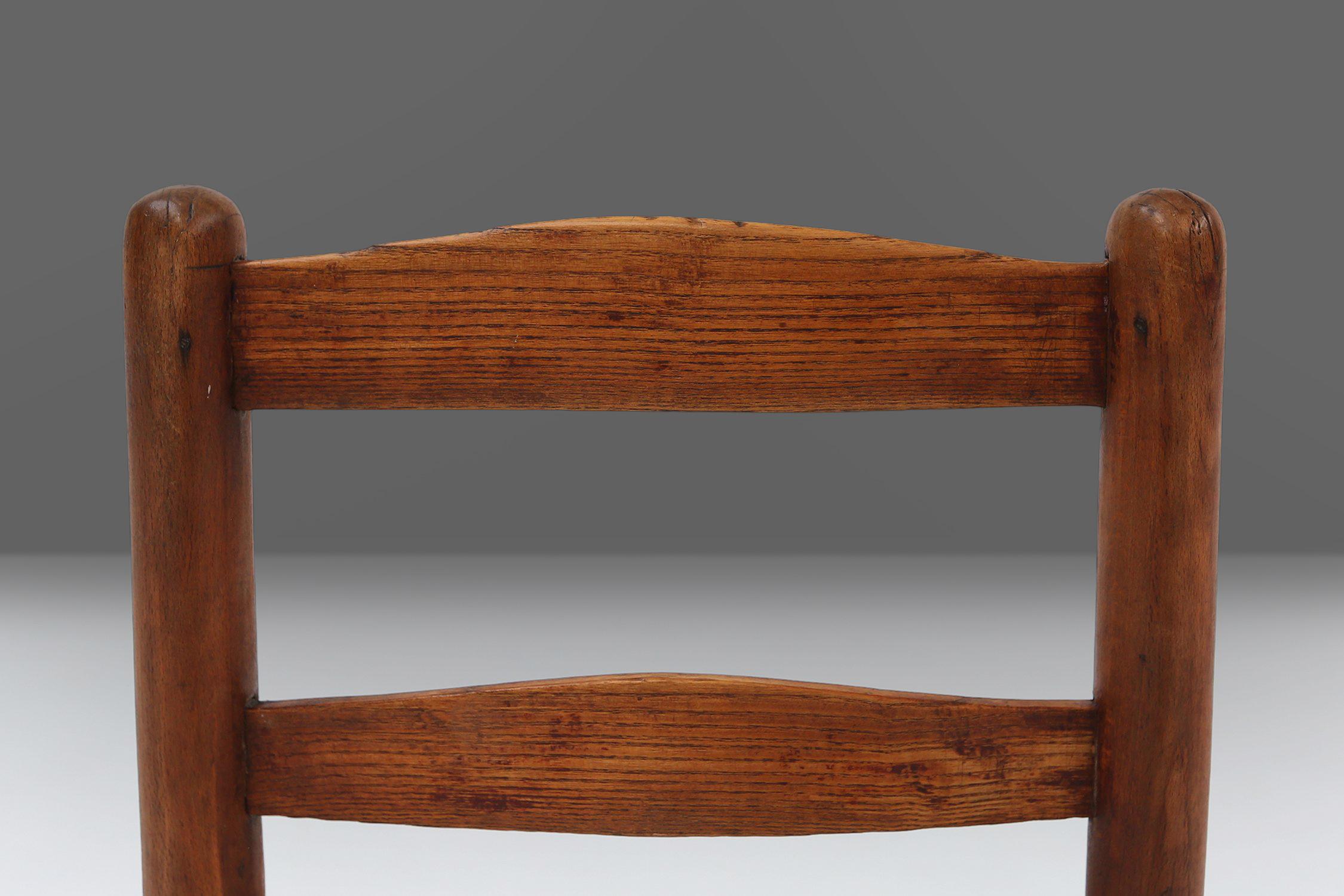 Silla auxiliar francesa Wabi-Sabi de madera y mimbre, años 1850 en venta 3