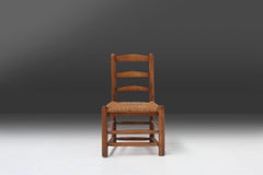 Sedia Wabi-Sabi francese in legno e vimini, anni '50 del XIX secolo